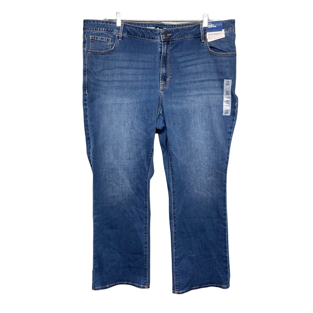 Old Navy Kicker Boot-Cut Jeans Women 24 Blue NWT Mid-Rise Stretch Denim Classic